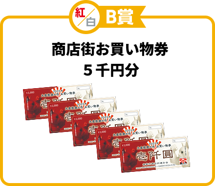 紅/白B賞 商店街お買い物券 ５千円分